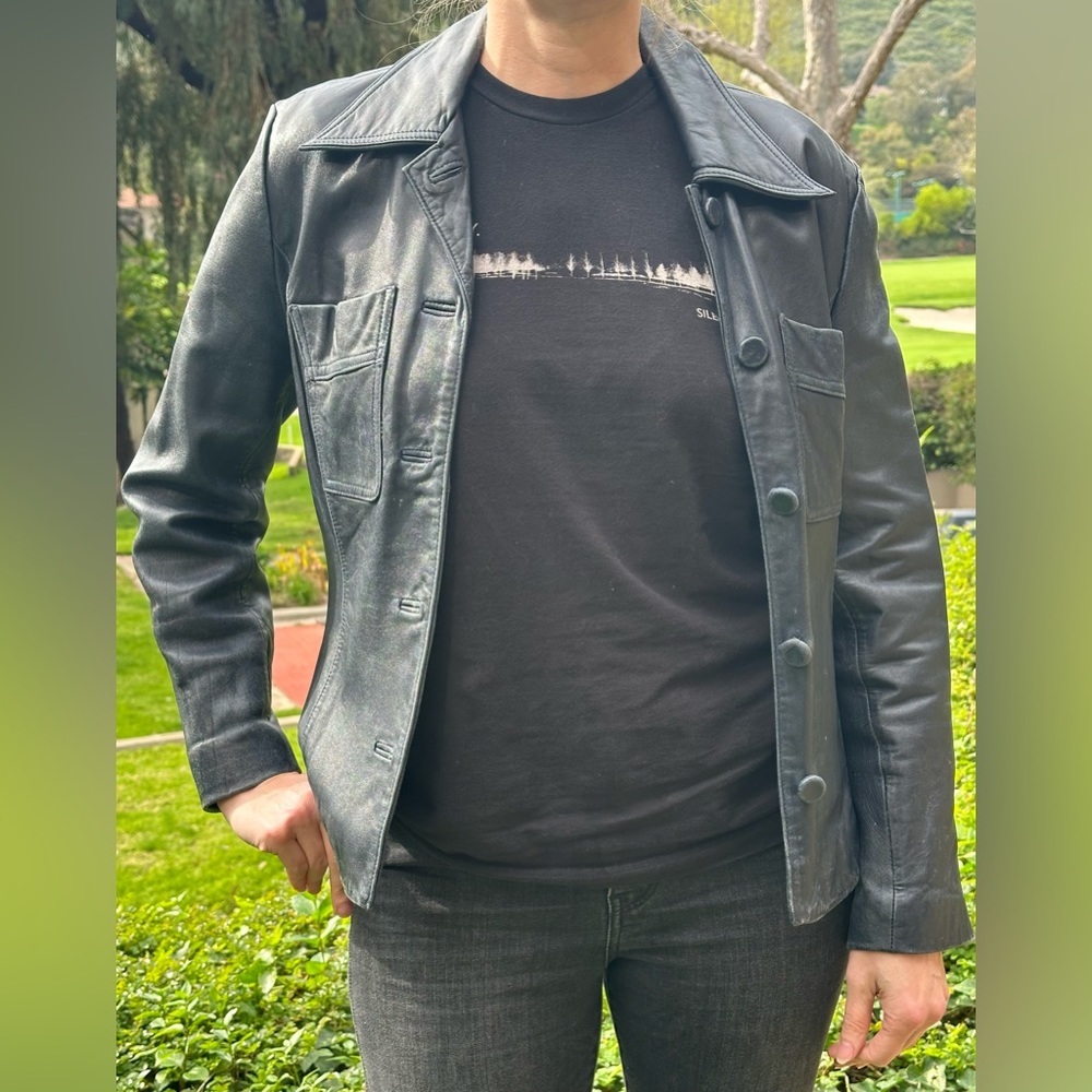 Banana Republic Navy Blue leather blazer jacket
